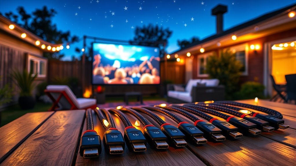 outdoor movie night cables