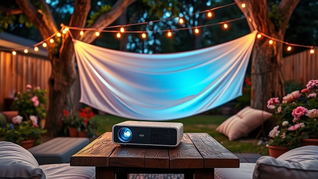 outdoor movie night setup