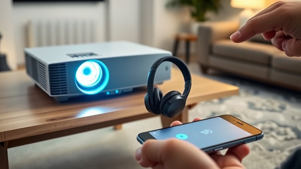 pairing headphones with projector