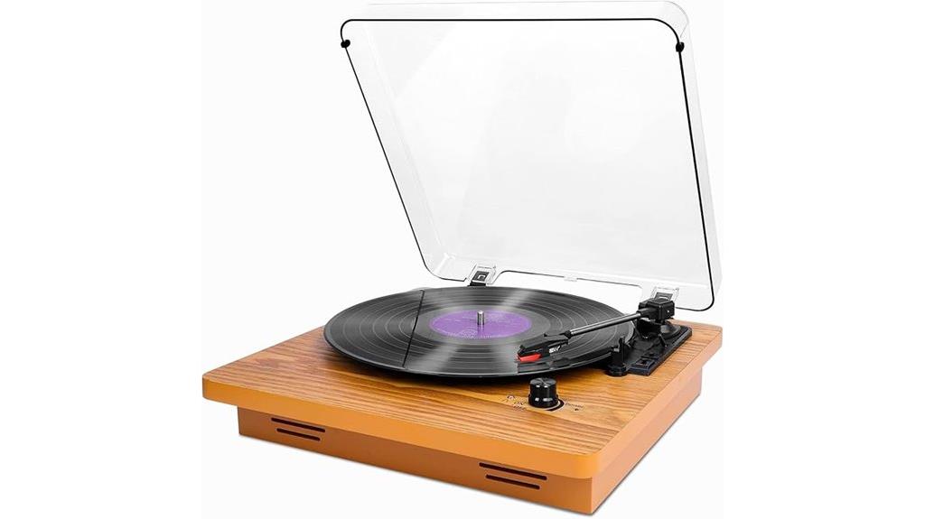 premium wooden record player