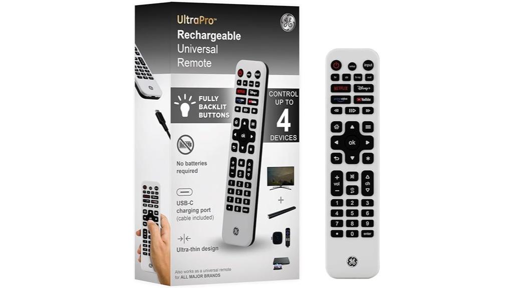 rechargeable universal remote with backlit buttons