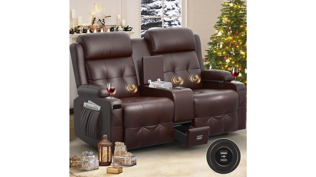 reclining sofa with console
