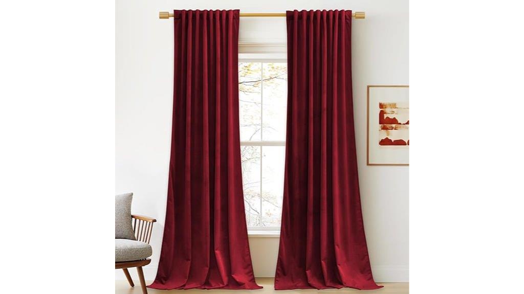 red velvet curtain panels