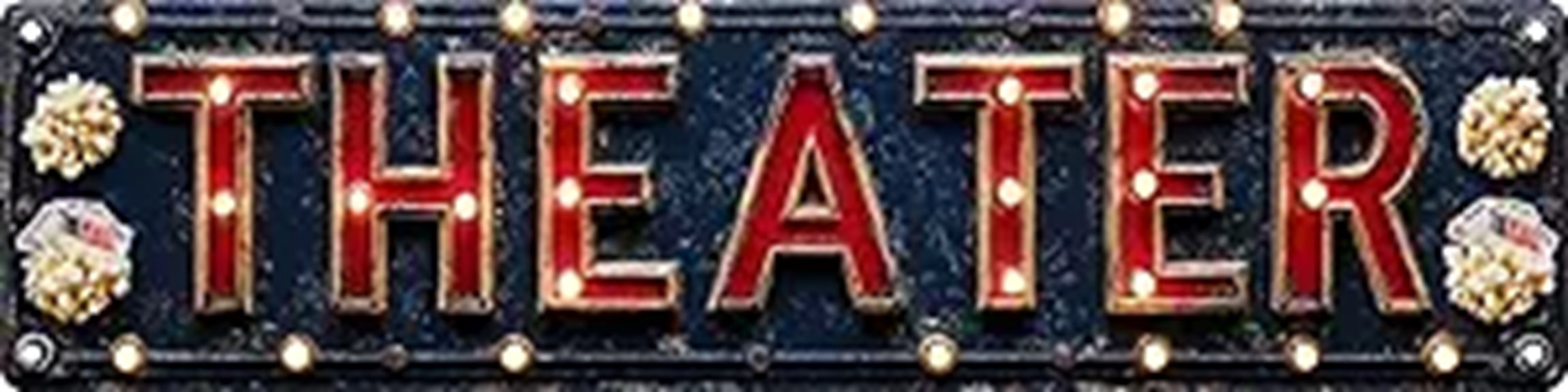 retro metal movie sign
