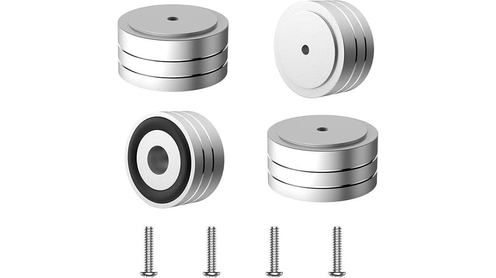 silver aluminum speaker feet