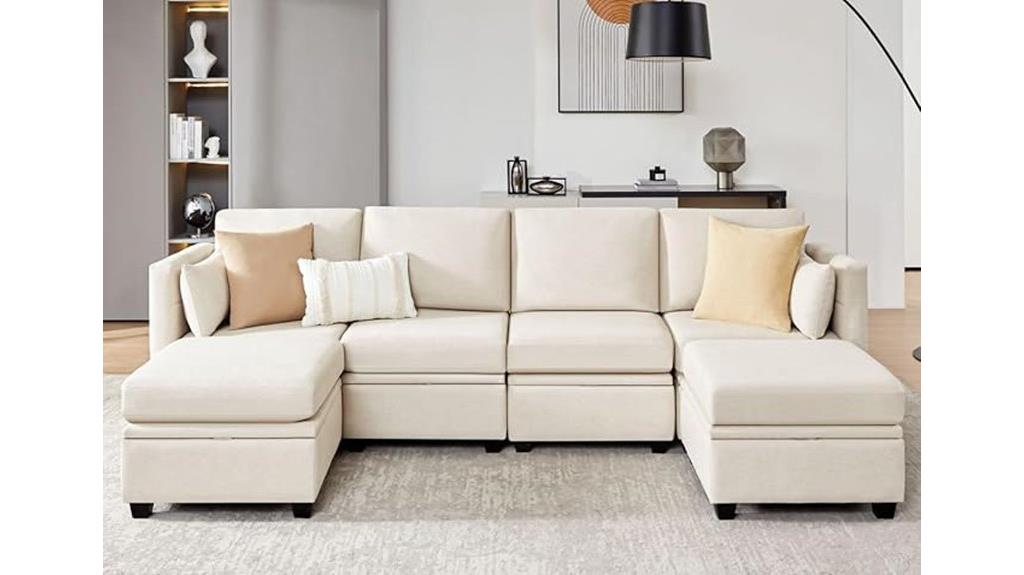 storage enabled u shaped sectional