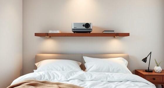 stylish bedroom projector shelves