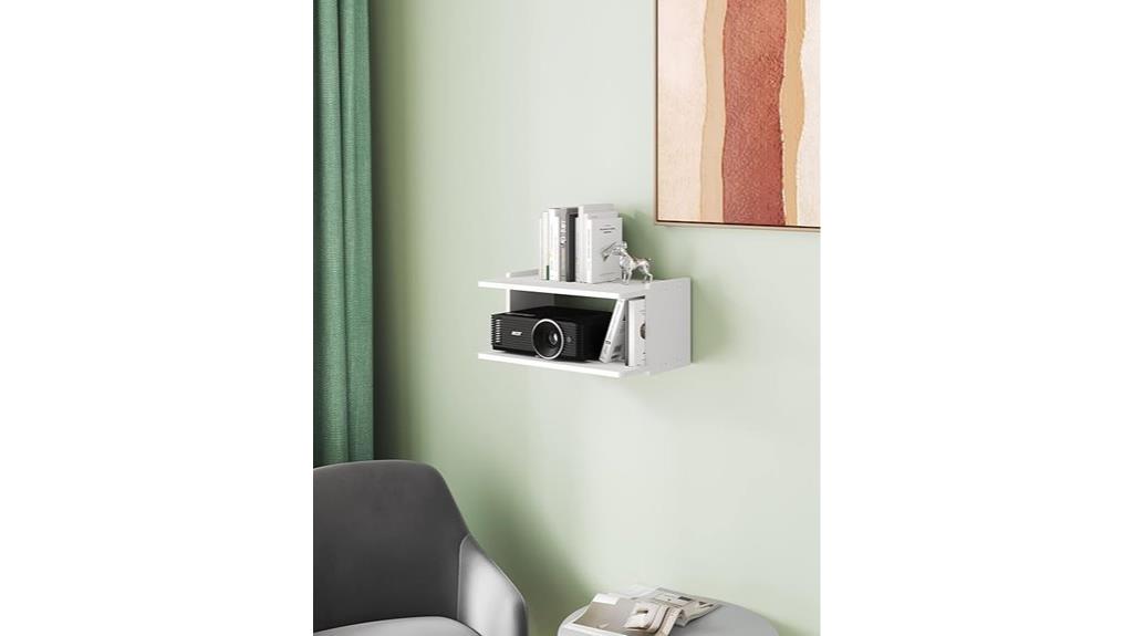 wall mounted white projector shelf