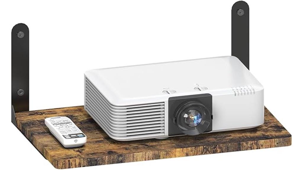 wall mounted wooden projector shelf