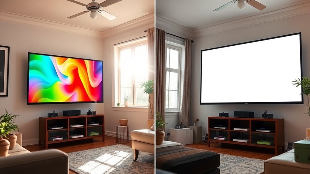 white screens under bright light