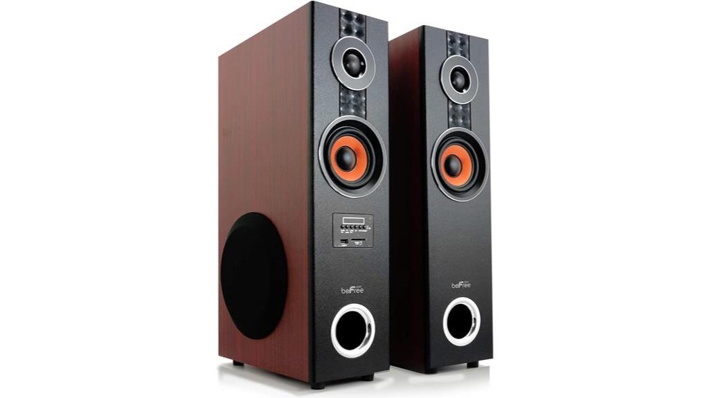 wooden bluetooth tower speakers