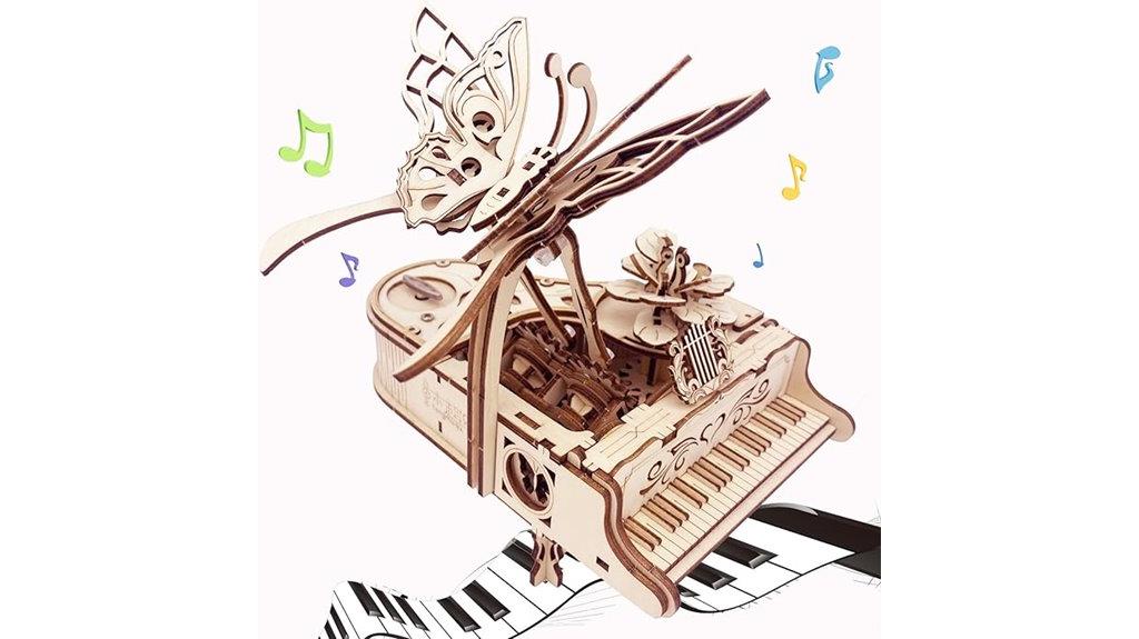 wooden piano music box