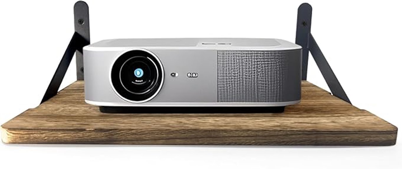 wooden wall mounted projector shelf