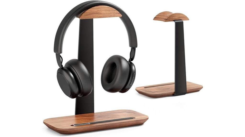 wooden walnut headphone holder
