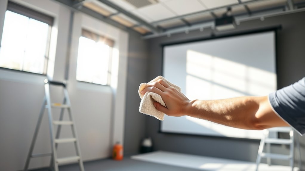 clean gentle projection screen maintenance