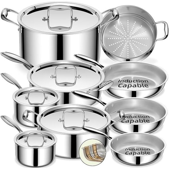 Umite Chef 14-Piece Heavy Stainless Steel Cookware Set