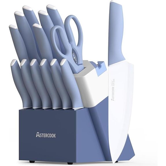 Astercook 15-Piece Kitchen Knife Set with Sharpener