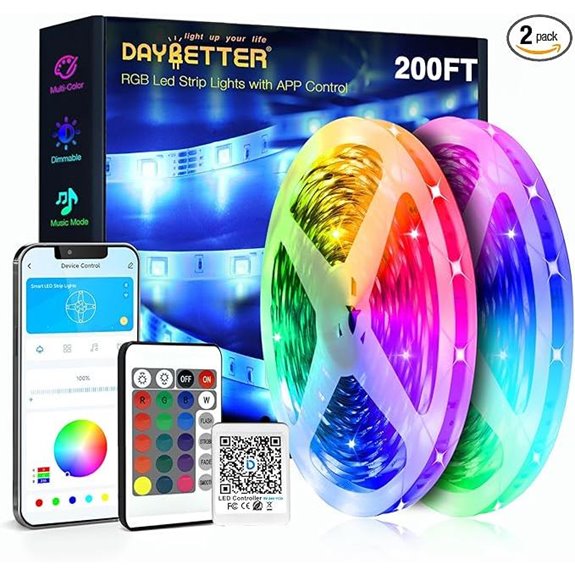 DAYBETTER 200ft RGB LED Strip Lights with App Control