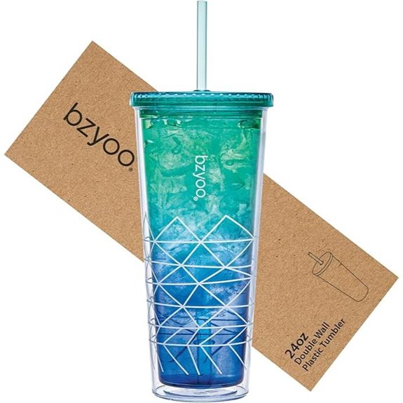 Bzyoo 24oz Double Wall Plastic Travel Tumbler