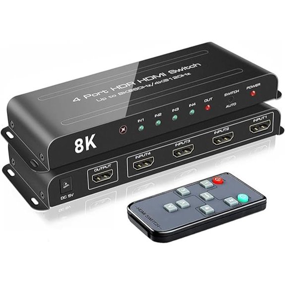 ROOFULL 4-Port 8K HDMI 2.1 Switch with Remote