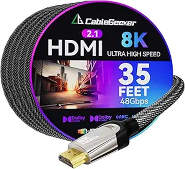 8K HDMI 2.1 Cable 35ft High-Speed Supports 8K/4K
