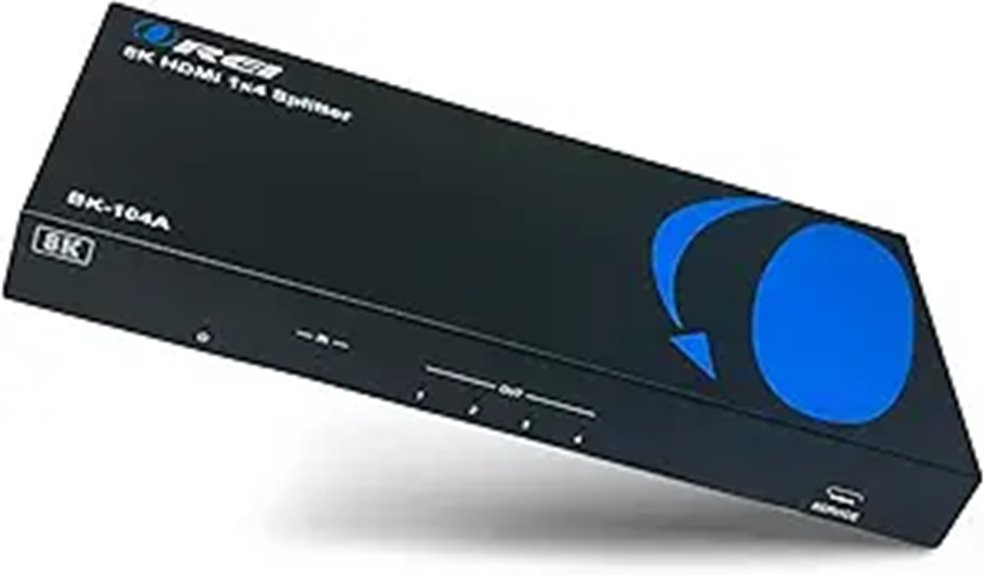 OREI 8K HDMI Splitter 1x4 with Audio and 4K Support