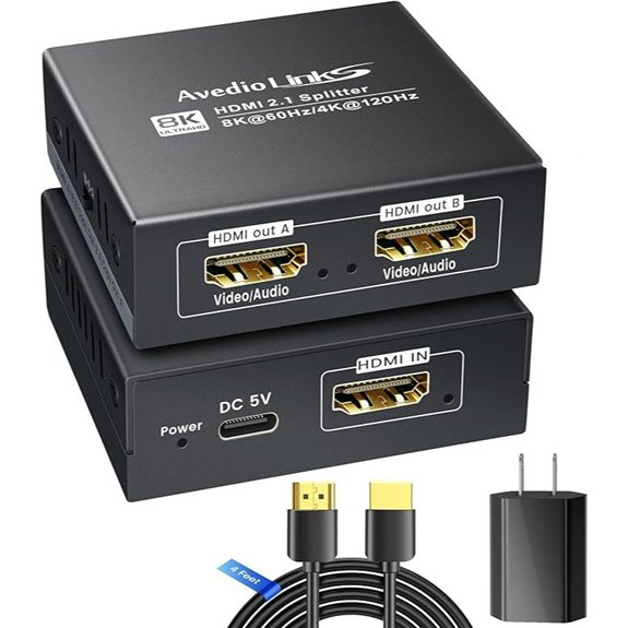 HDMI 2.1 Splitter 8K@60Hz with 4ft Cable