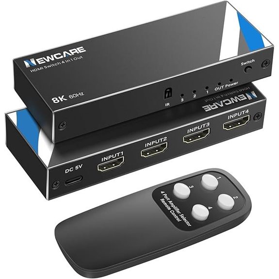 NEWCARE 8K HDMI Switch 4-in-1 with Remote