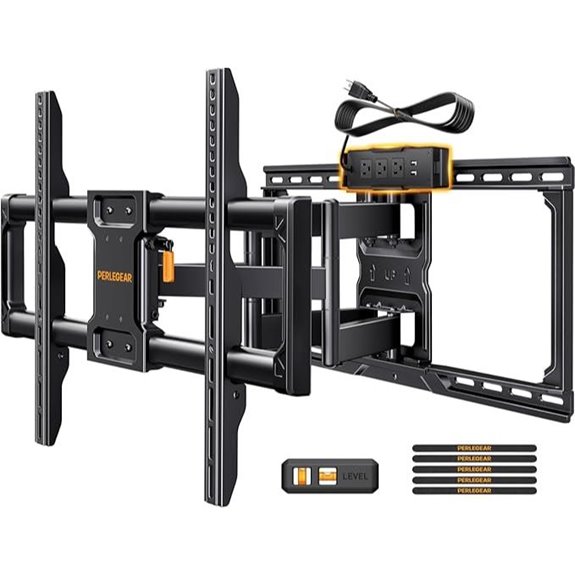 Perlegear Full Motion TV Wall Mount with Power Strip