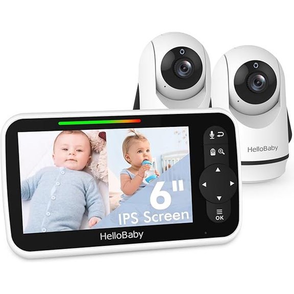 HelloBaby 6” IPS Video Baby Monitor with 2 Cameras