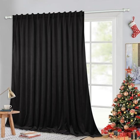 StangH Black Velvet Curtain for Sliding Doors