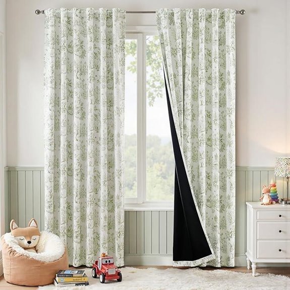 Jinchan Blackout Nursery Curtains 84 Inches Bunny Woodland