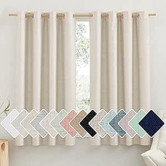NICETOWN Blackout Linen Curtains with White Liner (2pcs)