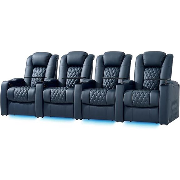 Leather Theater Seats with USB Charger (Blue 4-Pack)