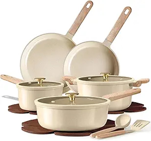 CAROTE 14-Piece Non-Stick Ceramic Cookware Set