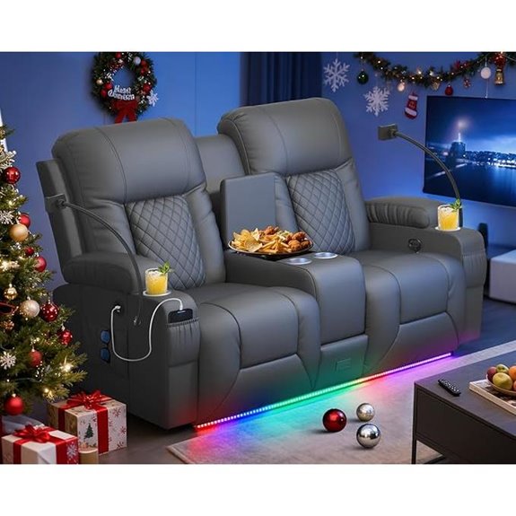Reclining Loveseat Sofa with Console and USB Ports