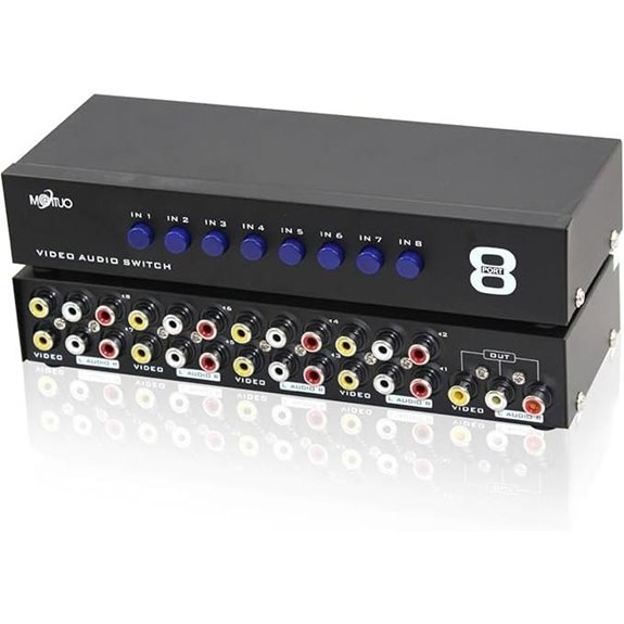 E-SDS 8-Way RCA AV Switcher for Video and Audio