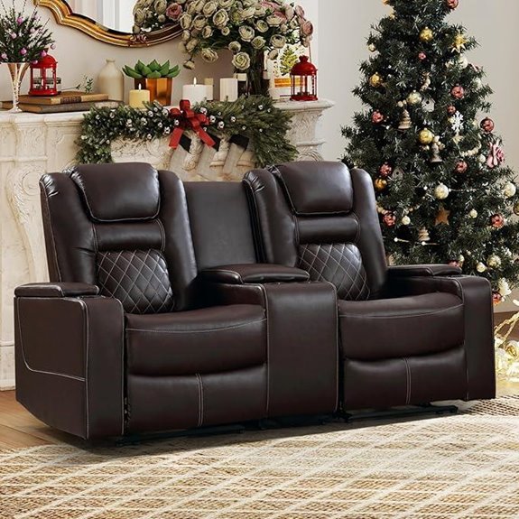 EBELLO Faux Leather Home Theater Recliner Sofa