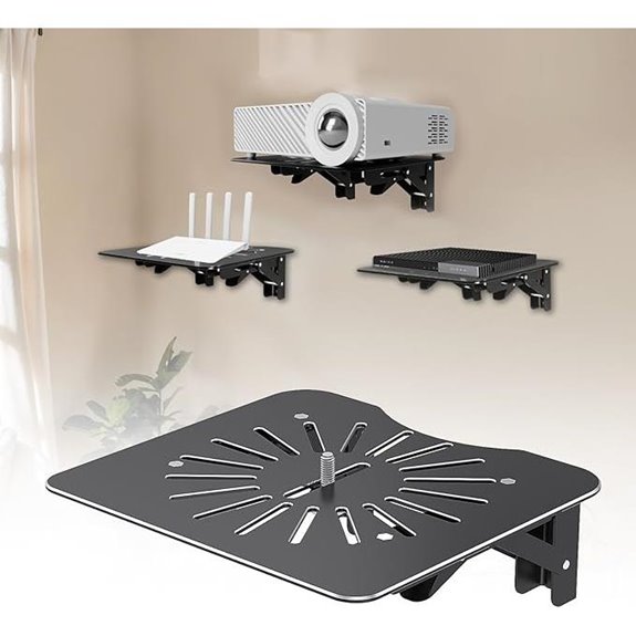 Foldable Wall Mount Shelf for Projectors and Media Devices