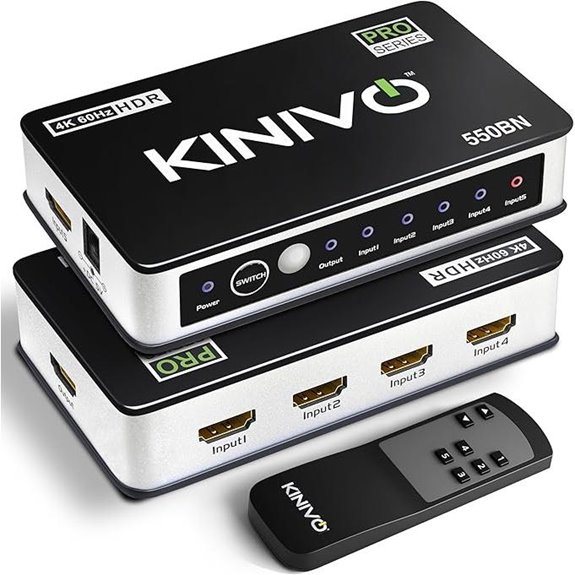 Kinivo 4K HDR HDMI Switch (5 in 1 Remote)