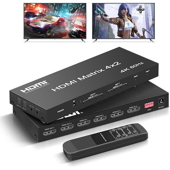 FERRISA 4x2 HDMI Matrix Switch with Audio Outputs