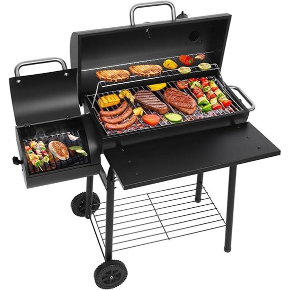 Realcook Charcoal Grill and Offset Smoker Combo