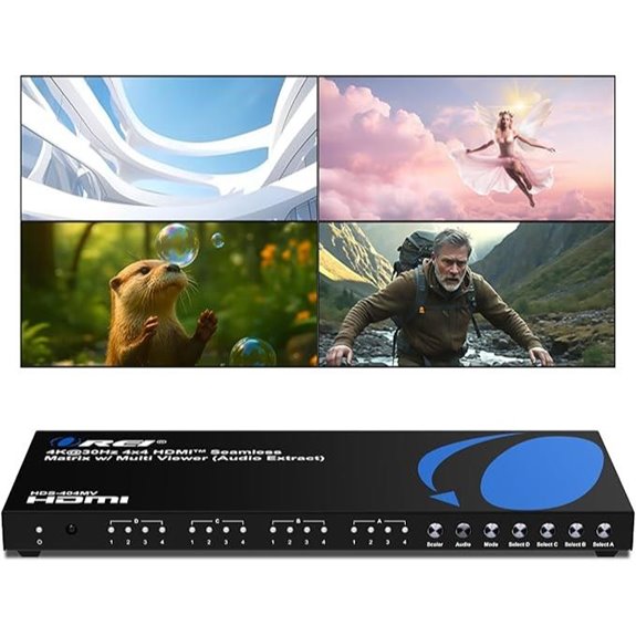 OREI 4x4 HDMI Matrix Switcher with IR Remote
