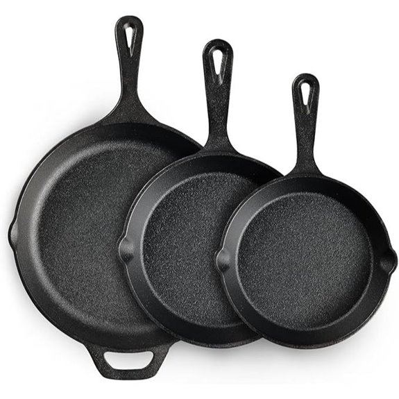 EWFEN Cast Iron Skillet Set 3-Piece Heavy-Duty Cookware