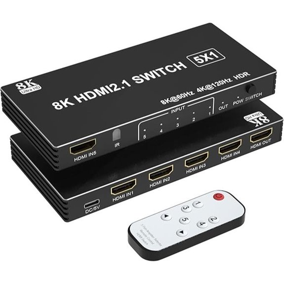 8K HDMI Switch 5-in-1 with Remote