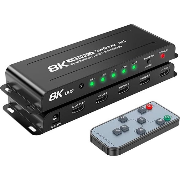 8K HDMI 2.1 Switch 4x1 with Remote