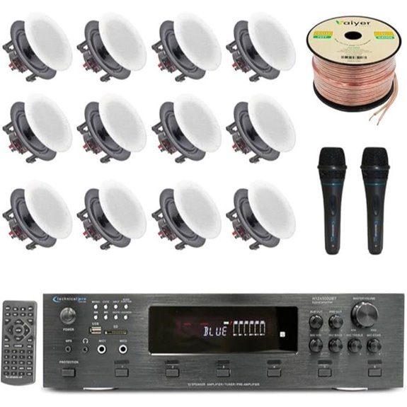 Home Audio System Kit with Amplifier and In-Wall Speakers