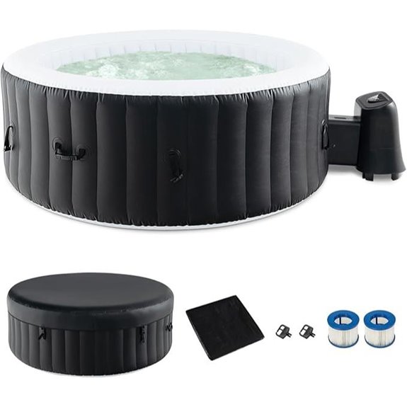 GYMAX Inflatable Hot Tub with Bubble Jets and Accessories