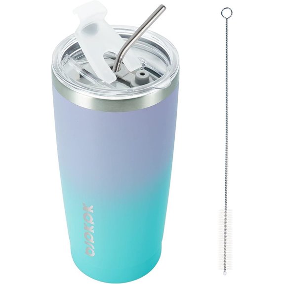 Insulated Stainless Steel Travel Mug with Lid and Straw