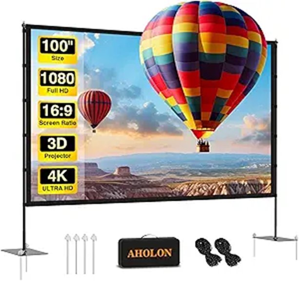 Outdoor 100 Inch Portable Projector Screen with Stand